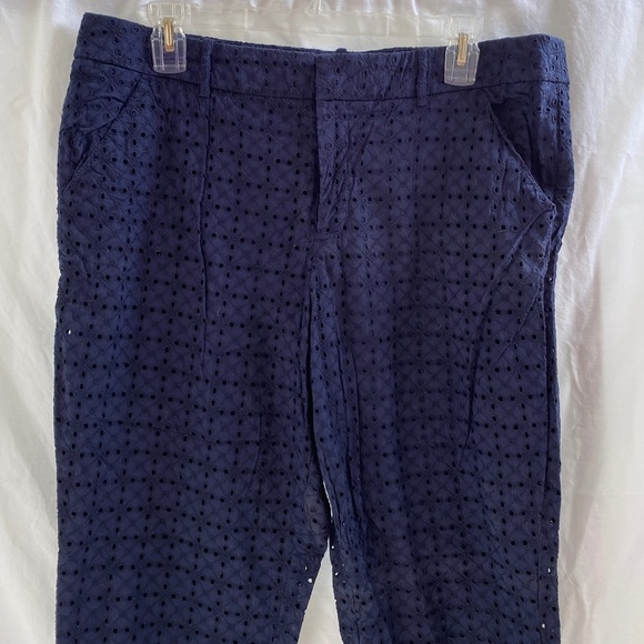 Merona Pants - Navy - Floral Eyelet Lace - Crop Ankle - Women/Juniors - Size: 14 - Picture 4 of 14